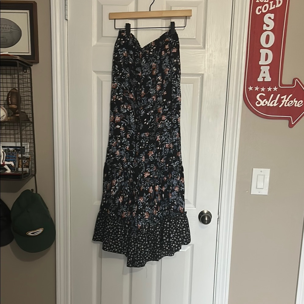 Floral Black wide leg boho pants